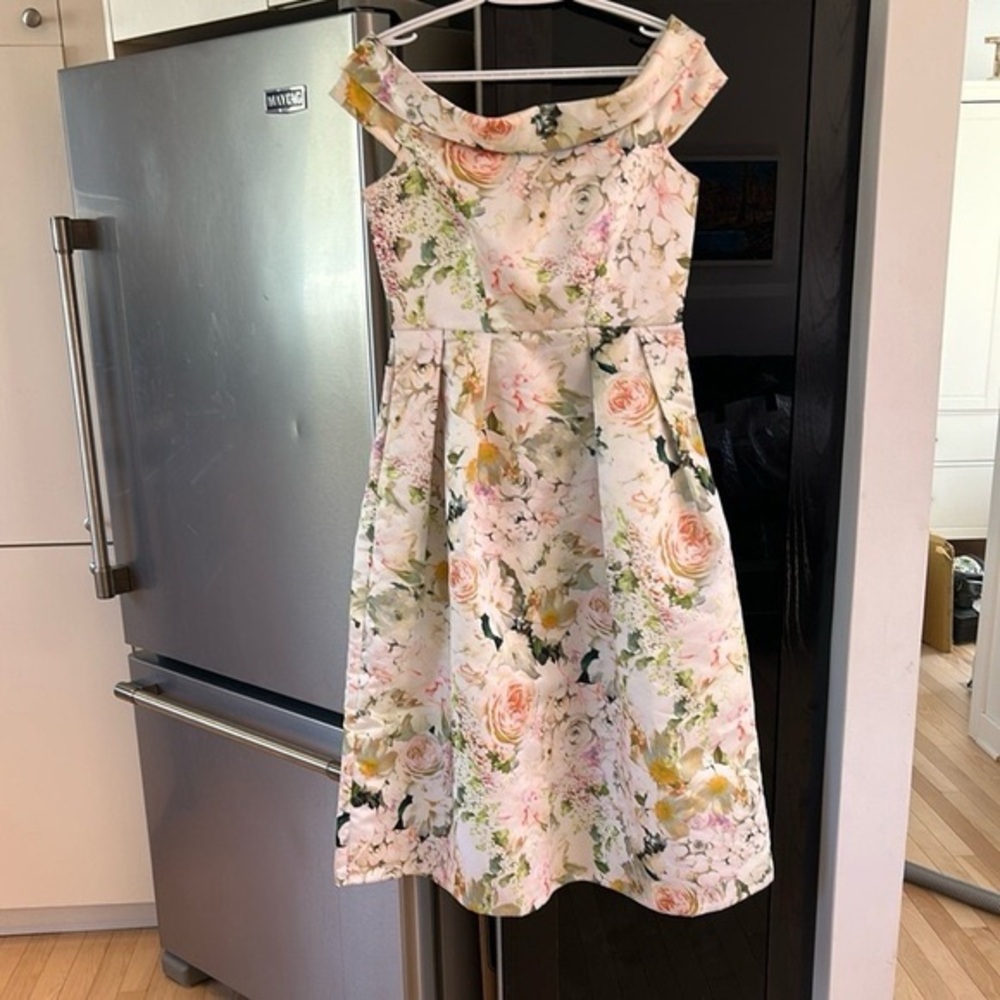 Pink and Yellow Sleeveless ALine Sundress for Wedding Guest